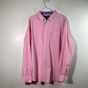 Mens Crown & Ivy Gingham Button Shirt Long Sleeve Pink White XL Cotton Classic F